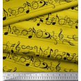 thumbnail image 3 of Soimoi Yellow Rayon Crepe Fabric Notes Musical Instrument Print Fabric by the Yard 46 Inch Wide, 3 of 5