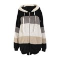 thumbnail image 5 of FAIWAD Women's Full Zip Fuzzy Fleece Hooded Coat Color Block Drawstring Fall Winter Warm Coat with Pockets, 5 of 5