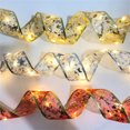 thumbnail image 3 of Christmas Tree Decorations Silver Ribbon String Lights 6.5ft 20 Led Fairy Lights Battery-Powered Copper Wire Ribbon Bows Lights for Christmas New Year Decor, 3 of 3