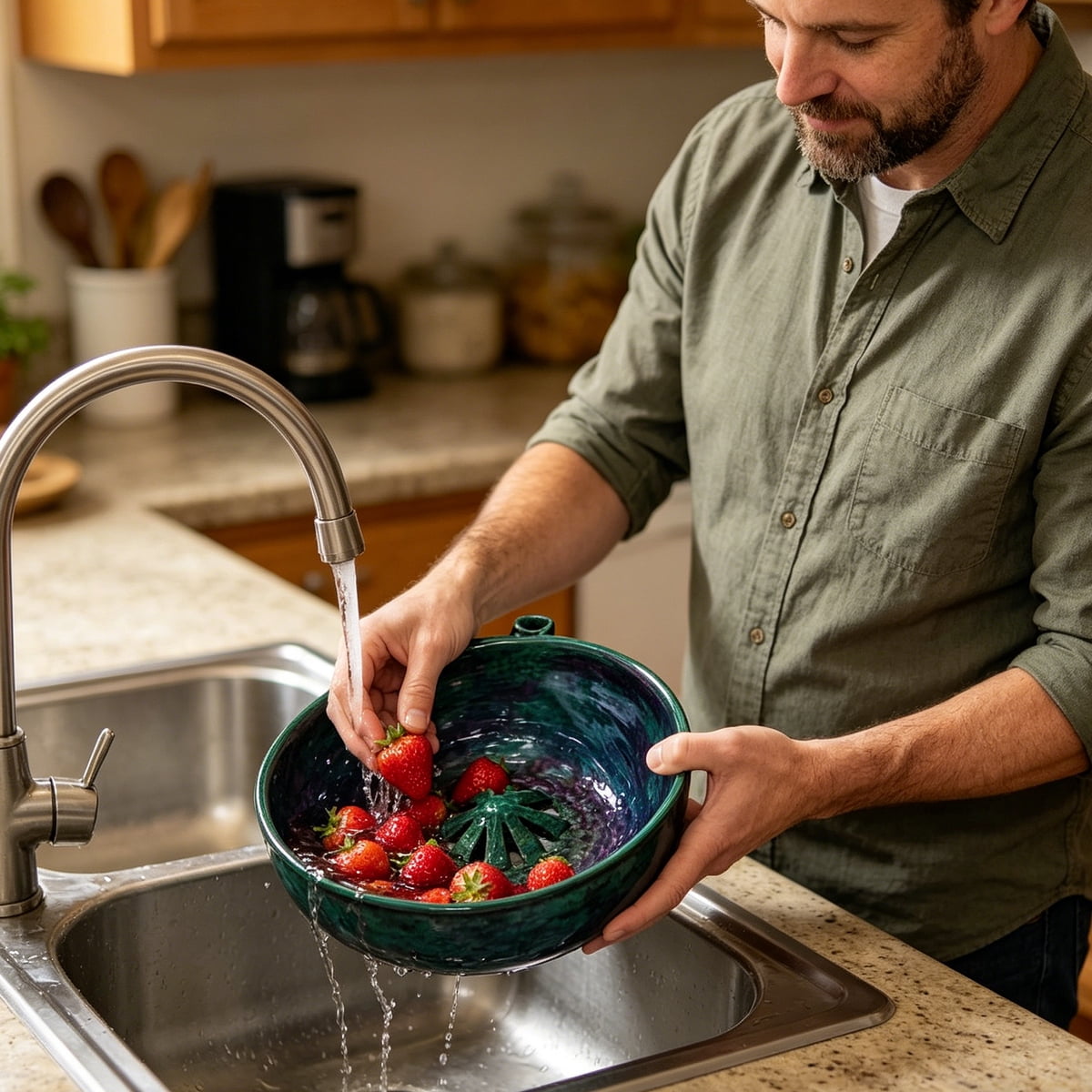 Quick drain fruit washing bowl