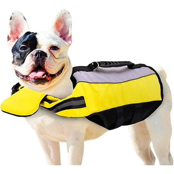 Veste de Sauvetage pour Animal, Gilet de Sauvetage pour Chien, Gilet Réfléchissant de Sécurité, Taille Ajustable, Veste de Sauvetage pour Chien pour Natation, Surf, Bateau, Chasse (m, Jaune)