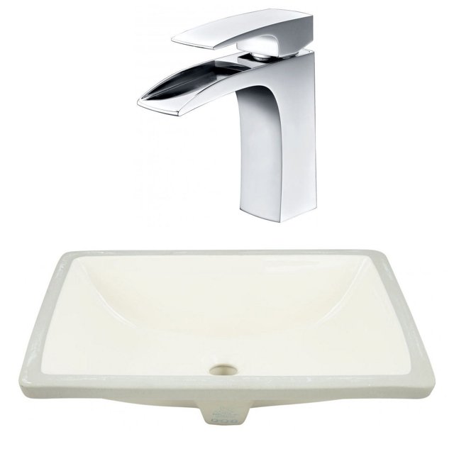 20.75-in. W CSA Rectangle Bathroom Undermount Sink Set In Biscuit - Chrome Hardware AI-23077