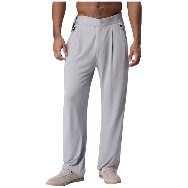 YiZYiF Men's Latin Dance Pant Salsa Rumba Tango Competition Ballroom Practice Pants Trousers Grey 3XL