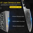 thumbnail image 4 of Chef Knife Set of 7 Japanese Chef Knives Damascus Kitchen Statoku Knives Full Tang Stainless Steel Cleaver Knives Utility Knife with Triple Rivet Handle, 4 of 7