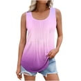 thumbnail image 2 of VKOYWKM Débardeurs Grande Taille pour Femmes Col Rond Plissé Sans Manches Tunique Imprimé Dégradé Tendance Débardeurs d'Été Décontractés, 2 of 5