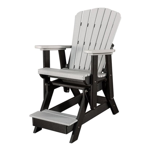 Pemberly Row Resin Fan Back Balcony Glider in Light Gray/Black