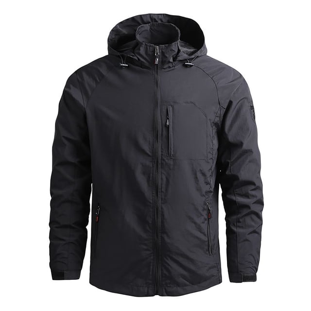 SHOPESSA Men's Lightweight Rain Jacket Waterproof Raincoat Windbreaker Hooded Active Outdoor Shell Jacket for Hiking Work