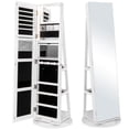 thumbnail image 1 of Gymax Armoire à Bijoux Miroir Rotative à 360° avec Grand Miroir et Étagères de Rangement Blanc, 1 of 9