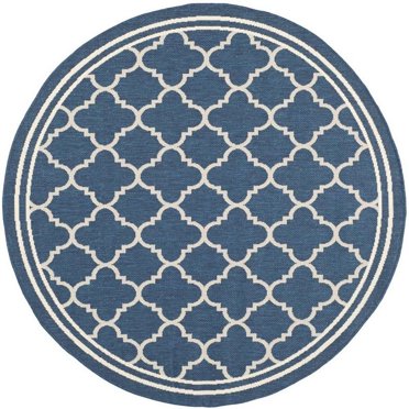 Safavieh Courtyard Collection Tapis Rond Bleu Marine pour Intérieur et Extérieur, 6 Pieds7', Fabriqué à la Machine, Polypropylène