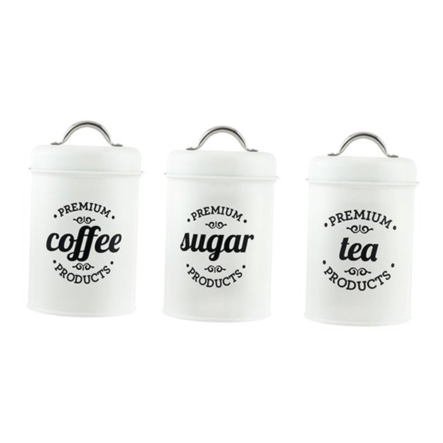 Abbracc 1200ml Sugar Tea Coffee Canisters Set Airtight Kitchen Food Storage Jars Bottles Bright White