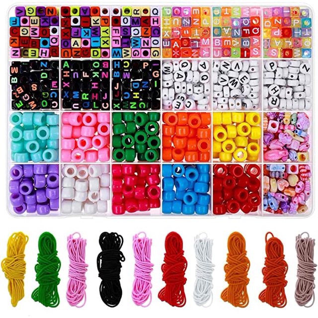 TFixol Bead Bracelet Making Kit, Bead Friendship Bracelets Kit with Pony Beads Letter Beads Charm Beads and Elastic String for Jewelry Making and Jewelry Making DIY Crafts