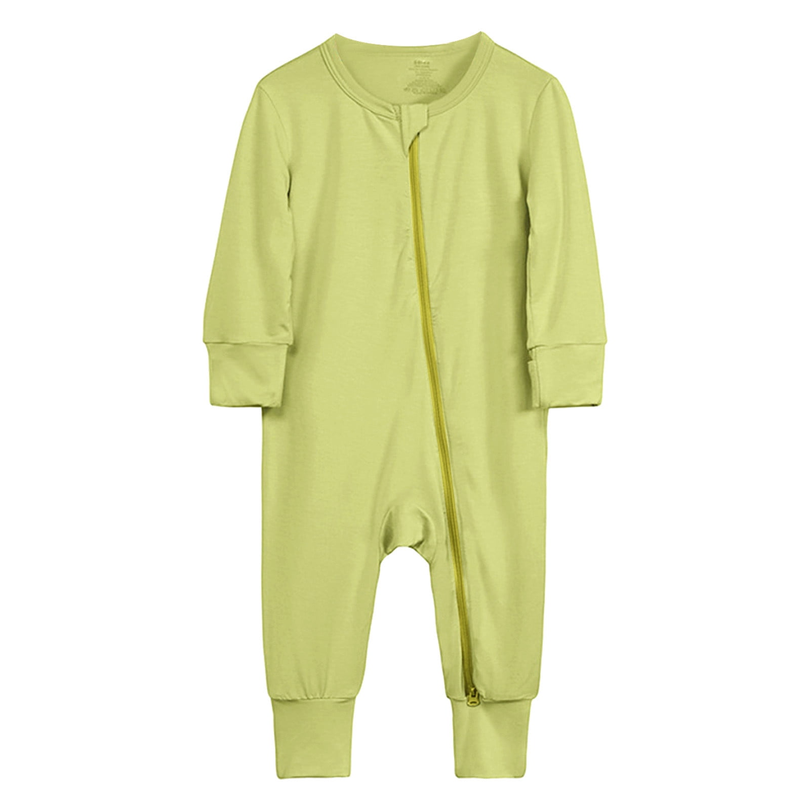 WEIYLL Boys Rompers Solid Color Zipper Long Sleeve Sleeper Warm Spring Autumn Green Kids Clothing for 0-3 Months