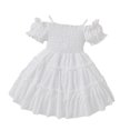 thumbnail image 1 of MEZZALL Robe Tutu pour Tout-Petits Enfants Bébés Filles en Tulle à Volants Couleur Unie Princesse Mariage Fête Robes Robe d'Été Classique, Blanc, 5-6 Ans, 1 of 6