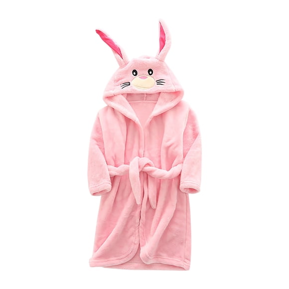 Kids Bathrobe, Toddler Hooded Robe with Belt and Pockets, Flannel Bathrobe for Boys and Girls, Warm and Soft Long Sleeve for Bath Time and Relaxation
