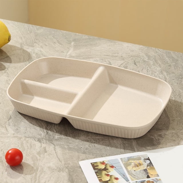 Économisez Gros! Plateau de Souper Rectangulaire à Compartiments, Plateau de Fête à 3 Sections avec Séparateurs, Ensemble de Vaisselle pour la Salle à Manger, Fond Solide pour le Service et l'Organisation des Repas