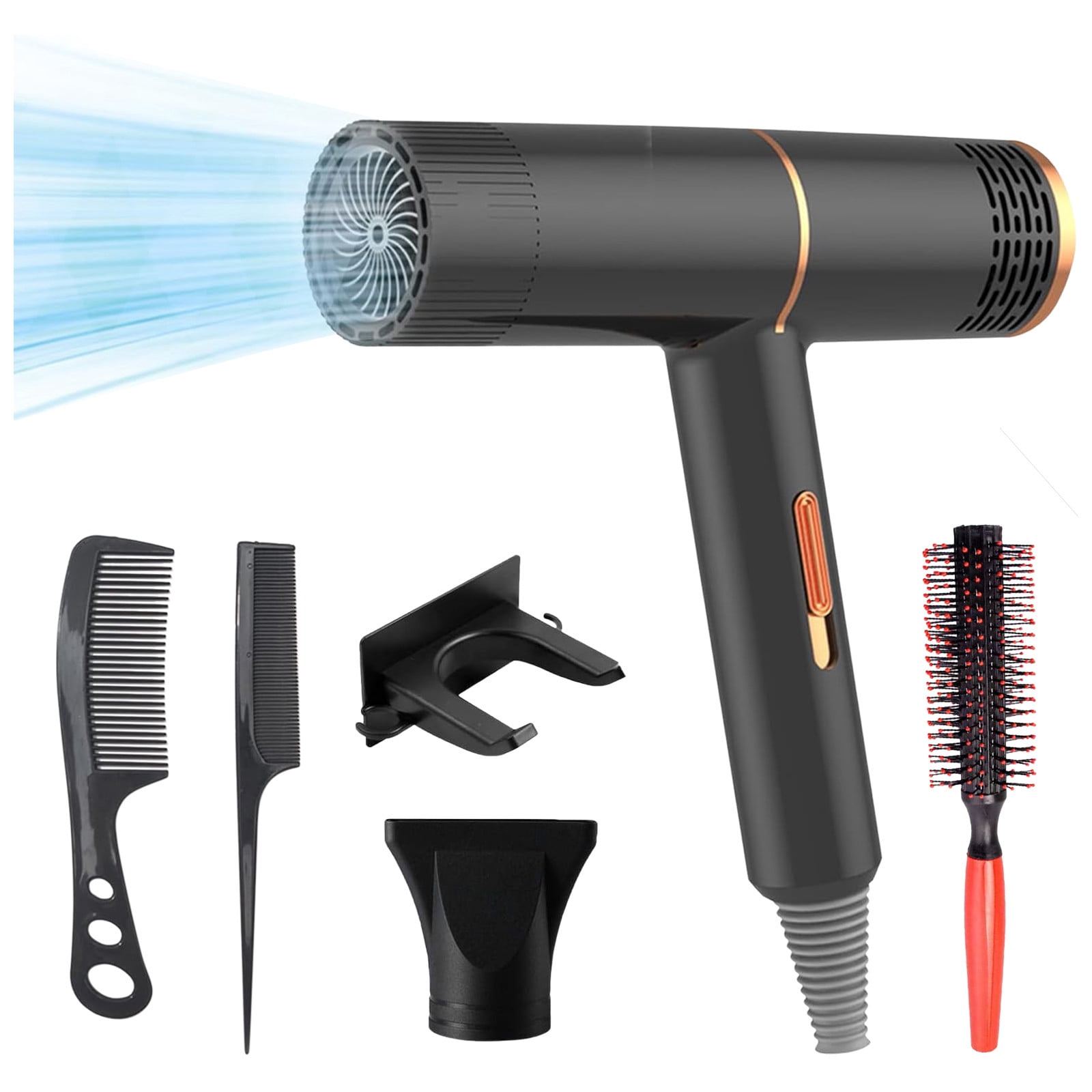 Electric Hair Dryer Multi Color High Power Electric Hair Dryer Home Hair Dryer Hot Wind Comb Hair Salon Blowing Comb Low Radiation Hair Dryer 3 Wind Speeds 3 Temperature