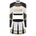 thumbnail image 3 of iiniim Costume de Pom-Pom Girl pour Femmes Uniforme de Cheerleading Tenue Robe 2 Pcs Haut Court avec Jupe Mini Plissée Blanc TG, 3 of 5