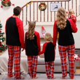 thumbnail image 4 of Pyjamas pour Hommes Tenue Parent-Enfant de Noël Ensembles Patchwork à Carreaux Imprimés Vêtements de Maison Col Rond Manches Longues Pyjamas Ensembles Deux Pièces Assortis Pyjamas de Noël pour Couples en Liquidation, 4 of 6