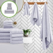 Velvet Towel Set - Eight Piece Bath Towel Collection, Soft Absorbent Towels for Home, Quick Dry Fabric, Spa Quality Towels, Gray, JKODE