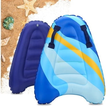 Inflatable Bodyboard Inflatable Surfboard with Handles Surf Body Board Folding Beach Children Adults Safety Beach Swimming Pool Toy, Blue Stripes