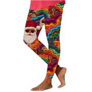 Winter Saving! HVOBTTY Women's Casual Long Leggings, Womens Christmas Fashion Printed Leggings Yoga Casual Pants Leggings Multicolor, XL