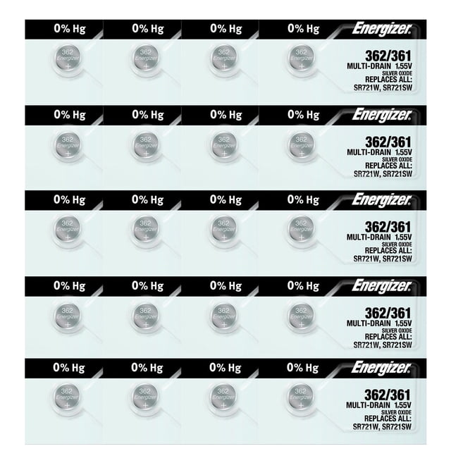Energizer 362/361 SR721/W/SW Silver Oxide Watch Battery (20 Pack)