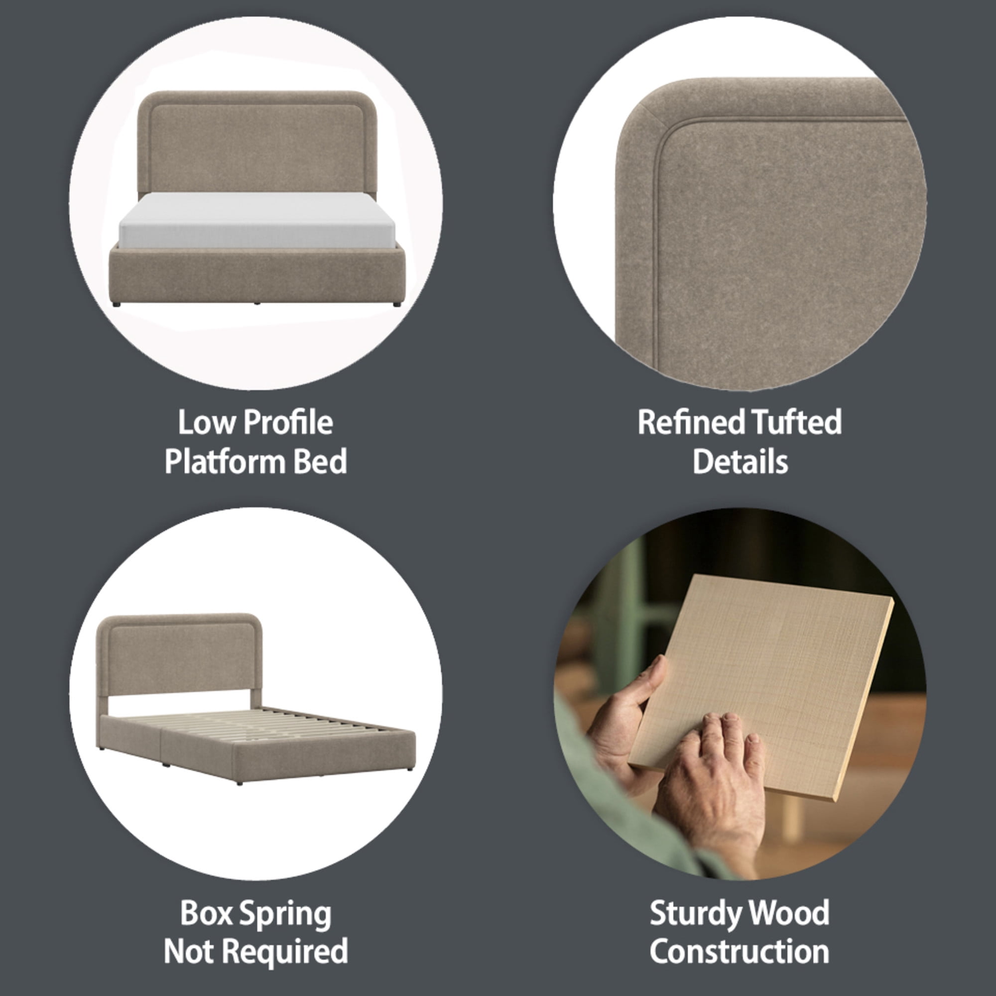 Lit plateforme Queen Juliet – Better Homes & Gardens, couleur sable