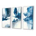 thumbnail image 3 of Designart "Solitary Majesty in Imperial Blue Splendor I" Abstract Liquid Ink Framed Wall Art Set Of 3 - Blue Modern Frame Canvas Set For Living Room Decor, 3 of 6