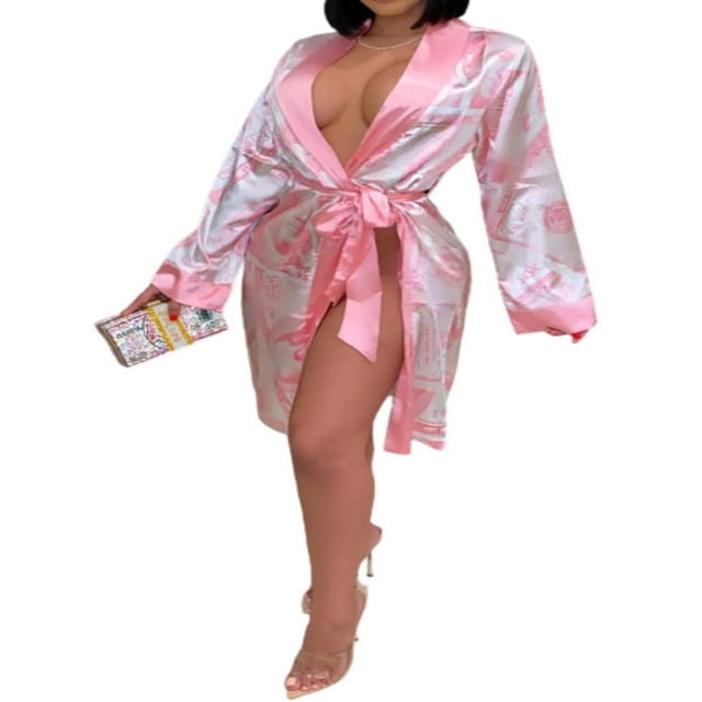 Women Silk Satin Robe Bathrobe Gown Kimono Sleepwear Pjs Lingerie