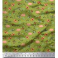 thumbnail image 1 of Soimoi Tissu en Coton Vert Canard Imprimé Abeille & Insectes par Yard 56 Pouces de Large, 1 of 1