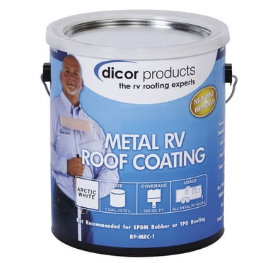 Dicor Corp. Revêtement de Toit RP-MRC-1 Manteau en Fibre de Verre; 200 Pieds Carrés; Non Isolant; Blanc; Poubelle de 1 Gallon; Simple