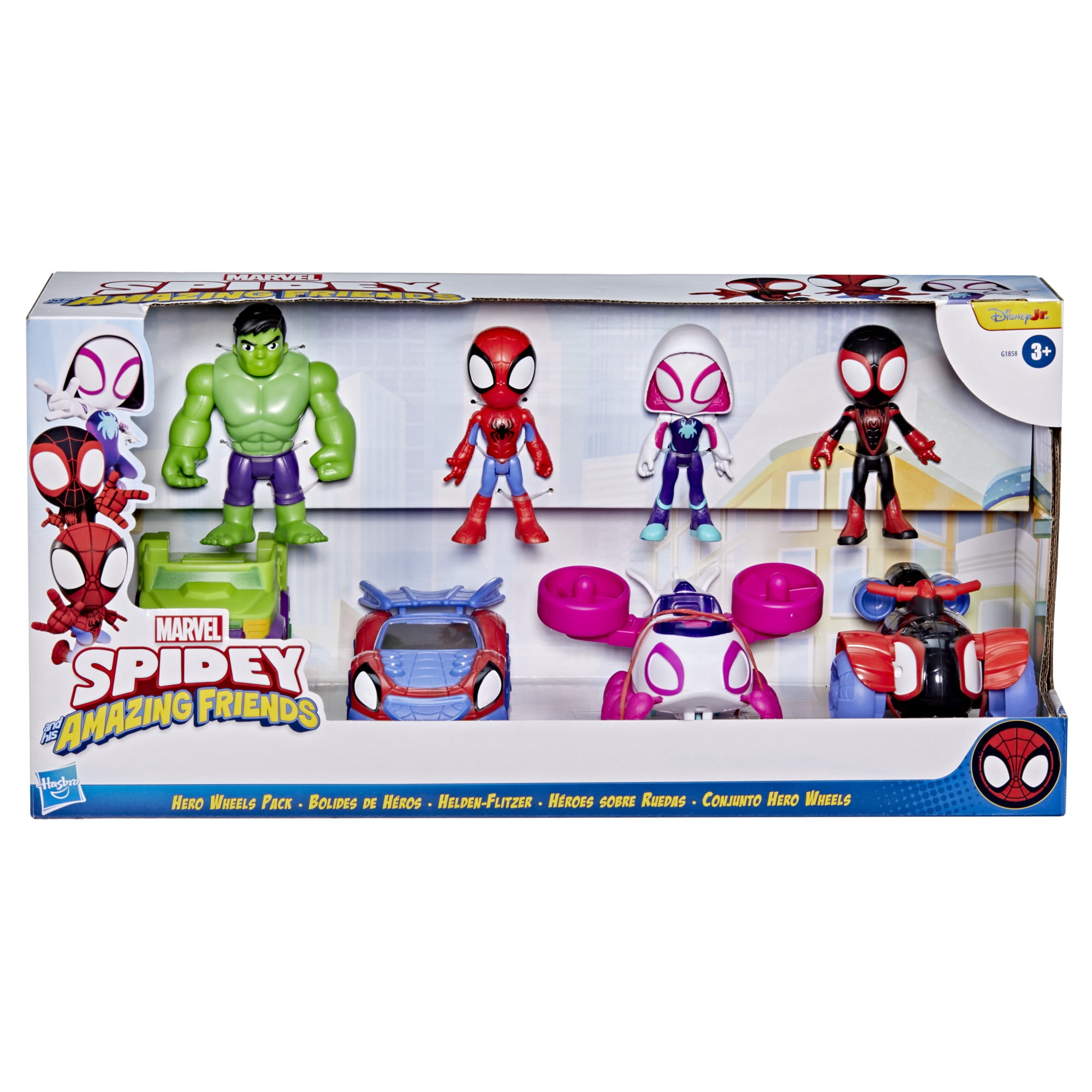 Marvel Spidey and His Amazing Friends Hero Wheels Pack Toy Vehicle and Action Figure Set