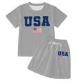 thumbnail image 3 of SGMVNU Girls Two Piece Summer Outfits Casual Short Sleeve Graphic Tee Matching Drawstring Shorts Set Tracksuits(Size 9-10 Years, Grey), 3 of 3