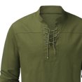 thumbnail image 3 of Chemises Hommes Mode Rétro Couleur Unie Col en Dentelle Chemise Décontractée Ample, 3 of 4