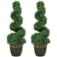 thumbnail image 1 of HOMCOM Set of 2 Artificial Plants Topiary Spiral Boxwood Trees in Pot, 1 of 10