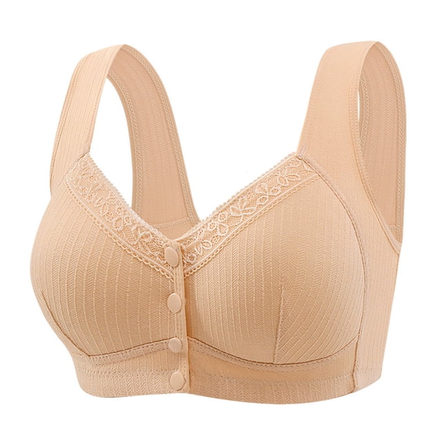 Bras for Women, Womans Solid Color Front Buckle Ventilate Elastic Style Medium Sized Bra Without Steel Rim