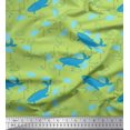 thumbnail image 1 of Soimoi Polyester Crepe Fabric Fishing Hook,Fish & Whale Ocean Printed Craft Fabric by The Yard 52 Inch Wide, 1 of 3