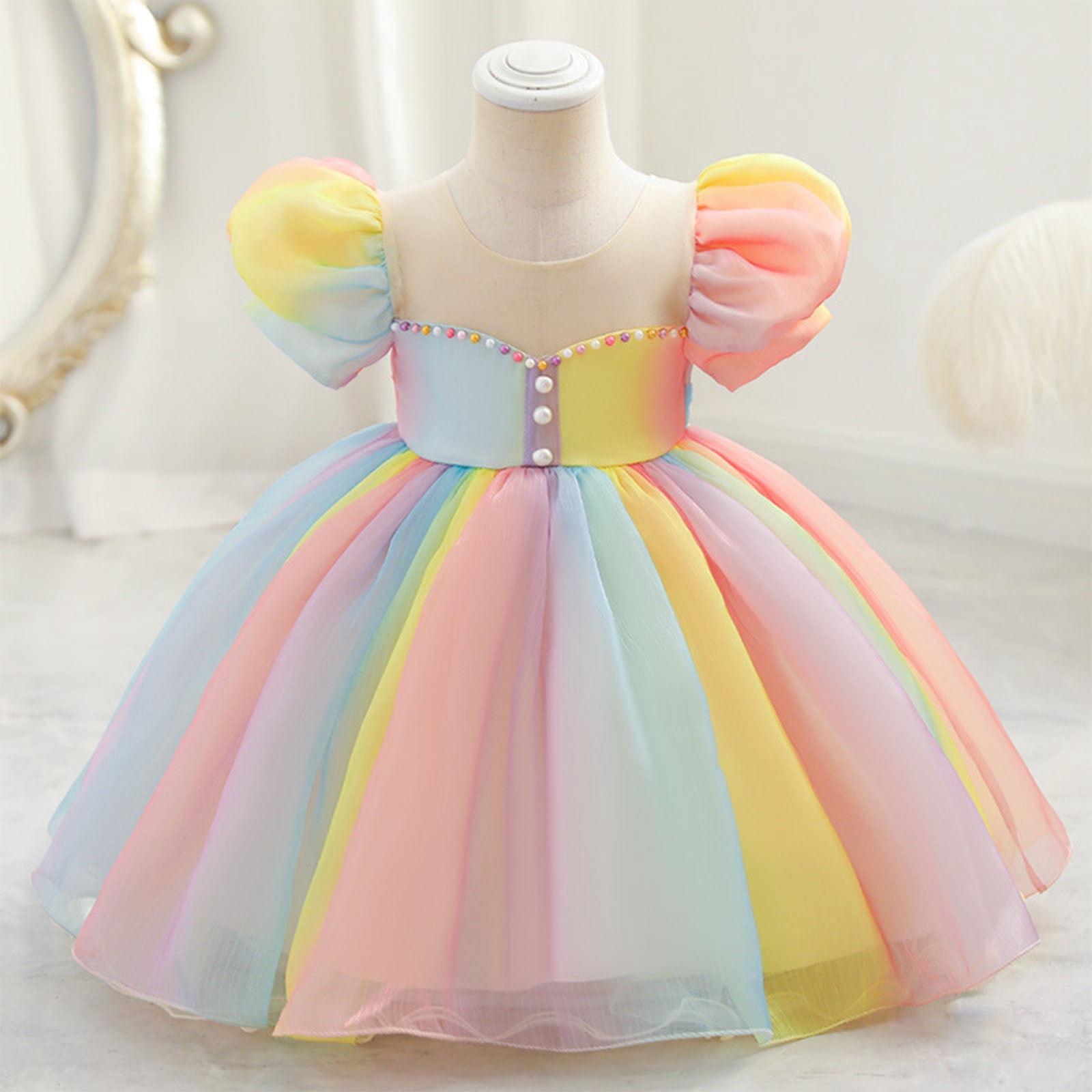 LOVZFMLL Robe à Manches Longues pour Fille avec Broderie Étoile et Deux Poches