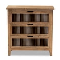 thumbnail image 3 of Baxton Studio Commode à Barreaux en Bois à 3 Tiroirs, Fini Chêne Moyen Clement, 3 of 9