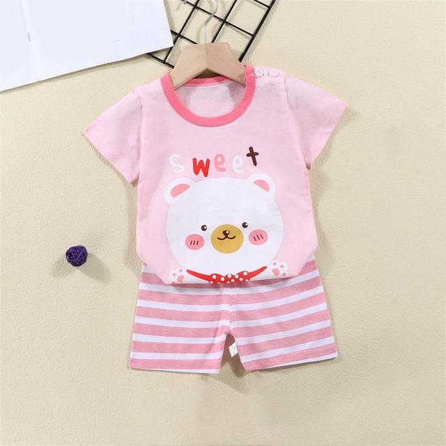 EGNMCR Ensembles de Blouses et Chemises à Manches Courtes à Col Rond Tout-Petits Enfants Bébés Garçons Filles Mode Mignon Imprimé Chiot à Manches Courtes Tenue Décontractée Ensemble Fille