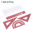 thumbnail image 3 of Unique Bargains Ensemble de Règles en Métal avec Gravure au Laser, 15 cm, Rouge, Lot de 4, 3 of 5