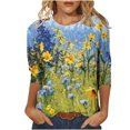 thumbnail image 2 of Hauts d'Été Mode pour Femmes T-shirt Ample Imprimé de Pâques Blouse Mi-Longue à Manches 3/4 Col Rond Hauts Décontractés Jolis Hauts d'Été pour Femmes en Liquidation, 2 of 5