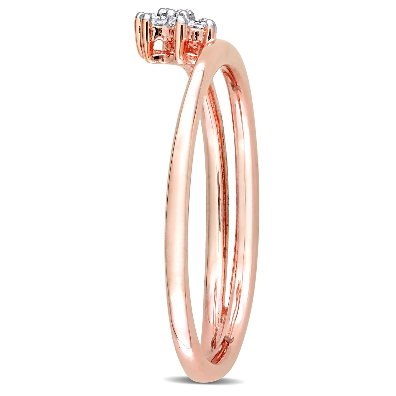 Bague de Promesse florale torsadée Miabella d'accent de diamant en Argent Sterling Plaqué Rose