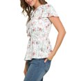 thumbnail image 4 of INSPIRE CHIC Haut Péplum pour Femme à Imprimé Floral, Manches Courtes, Taille Haute, Col à Nouer, 4 of 6