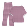 thumbnail image 3 of Timegard Womens 2 Piece Sets Plus Size Striped Crewneck Short Sleeve Tops and Elastic Waisted Pants Casual Outfits, 3 of 3