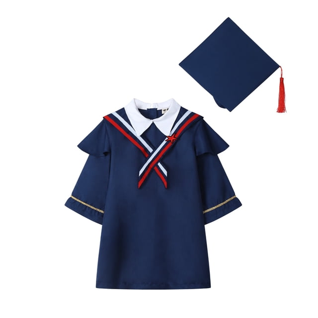 Toddler Graduation Robe Graduation Gown and Cap Two Pieces Outfit Sets Graduation Celebration Dress Outfit Size 2-3 Years Kids Clothing
