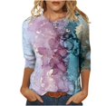 thumbnail image 2 of Chemises Mode pour Femmes T-shirt Imprimé Manches 3/4 Blouse Col Rond Hauts Décontractés Blouses et Hauts pour Femmes Chic en Liquidation, 2 of 4