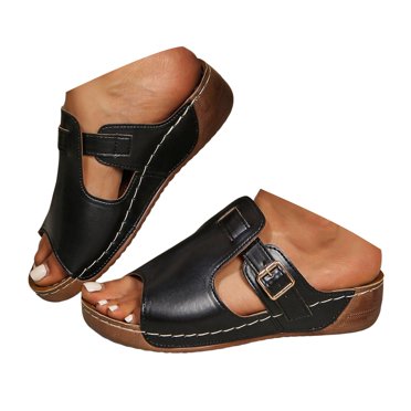 Mepaouo Summer Sandals for Women 2025 Platform Wedge Walking Shoes Open Toe Casual Slip on Slippers