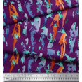 thumbnail image 2 of Soimoi Purple Poly Georgette Fabric Fish Ocean Print Fabric by Yard 52 Inch Wide, 2 of 2