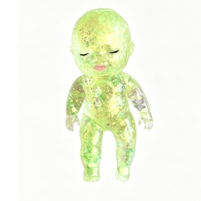 Glitter Filled Fidget Ball, Slow Rising Stress Relief Ball, Glitter Filled Squishy Do-Ll Stress Relief Toy, Slow Rising Stretchy Squeeze Fidget Toy for Anxiety Relief, Green-Closed Style